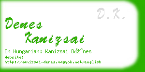 denes kanizsai business card